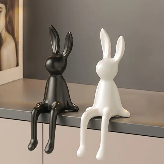 [Cute Bunny Statue] Cute Bunny 1pc Resin Statue | Modern Art Decor for Home & Office, Indoor/Outdoor Use, No Electricity Needed, Perfect Gift for Animal Lovers, Rabbit Accessories