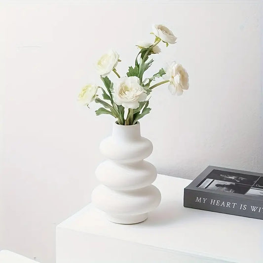 [Modern Vase] Modern Minimalist 1pc European Style Plastic Vase | High-Quality Durable Plastic, Versatile for Floral Arrangements & Home Decor, Battery-Free Artistic Centerpiece