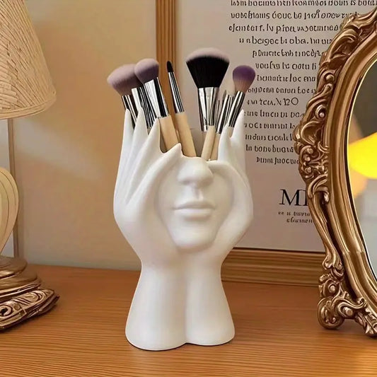 1pc Creative Human Face Organizer – Brush & Desk Holder | Artistic Decor