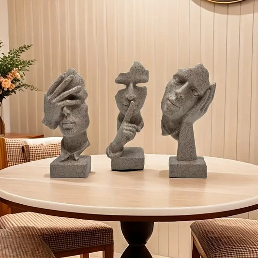 [Abstract Art Decoration] 3pcs Abstract Art Wine Cabinet | Spring New High Sense Small Family Living Room TV Cabinet Office Character Mask Sculpture Valentine's Day Gift Decoration