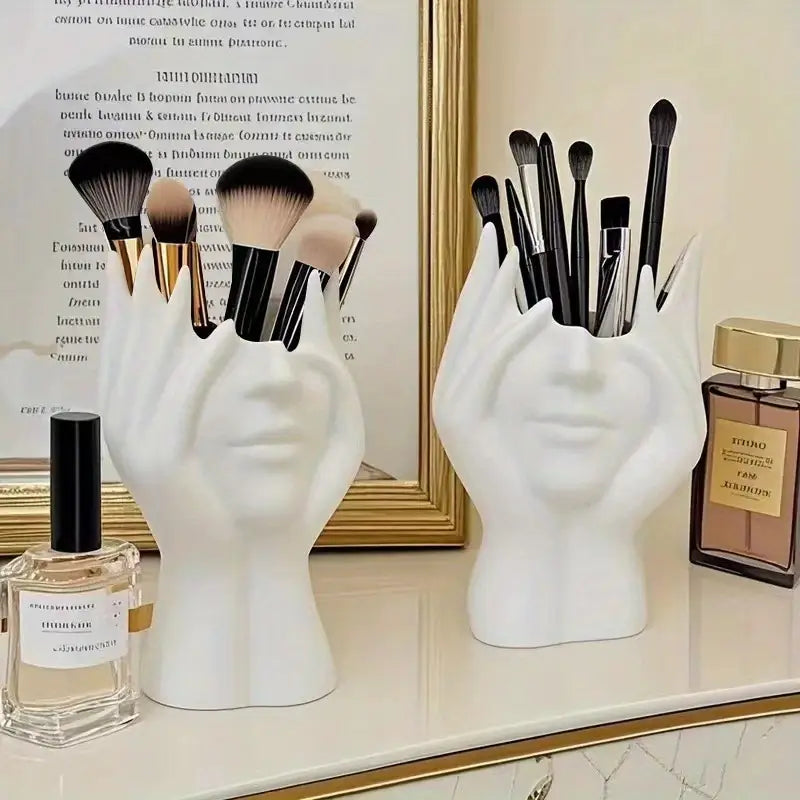 1pc Creative Human Face Organizer – Brush & Desk Holder | Artistic Decor
